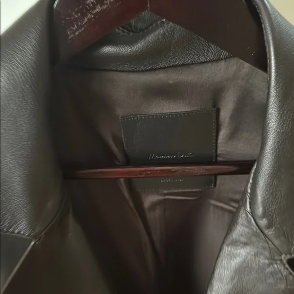 Massimo Dutti Brown Cropped Leather Jacket Size Small - Picture 7 of 7